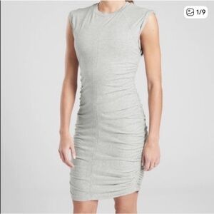 Athleta Apres Ruched Grey T shirt dress L